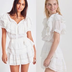 LoveShackFancy Liv Ruffle Mini Dress White Preppy Spring Summer Womens XL